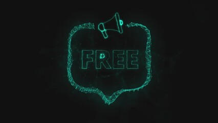 Poster - Megaphone banner with speech bubble and text free. Plexus style of green glowing dots and lines