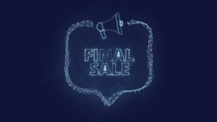 Aufkleber - Megaphone banner with speech bubble and text final sale. Plexus style of green glowing dots and lines