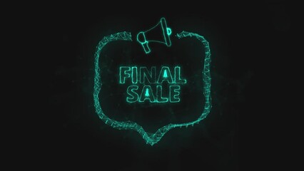 Aufkleber - Megaphone banner with speech bubble and text final sale. Plexus style of green glowing dots and lines
