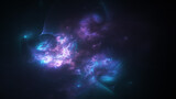 Fototapeta  - Abstract colorful blue and violet fiery shapes. Fantasy light background. Digital fractal art. 3d rendering.