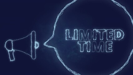 Fototapete - Megaphone banner with speech bubble and text limited time. Plexus style of green glowing dots and lines