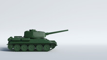 A Military Tank On An Isolated Background. The Concept Of Aggression And War, 3d Rendering.