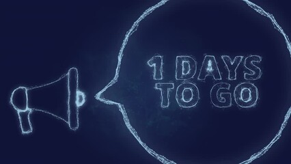 Fototapete - Megaphone banner with speech bubble and text 1 day to go. Plexus style of green glowing dots and lines