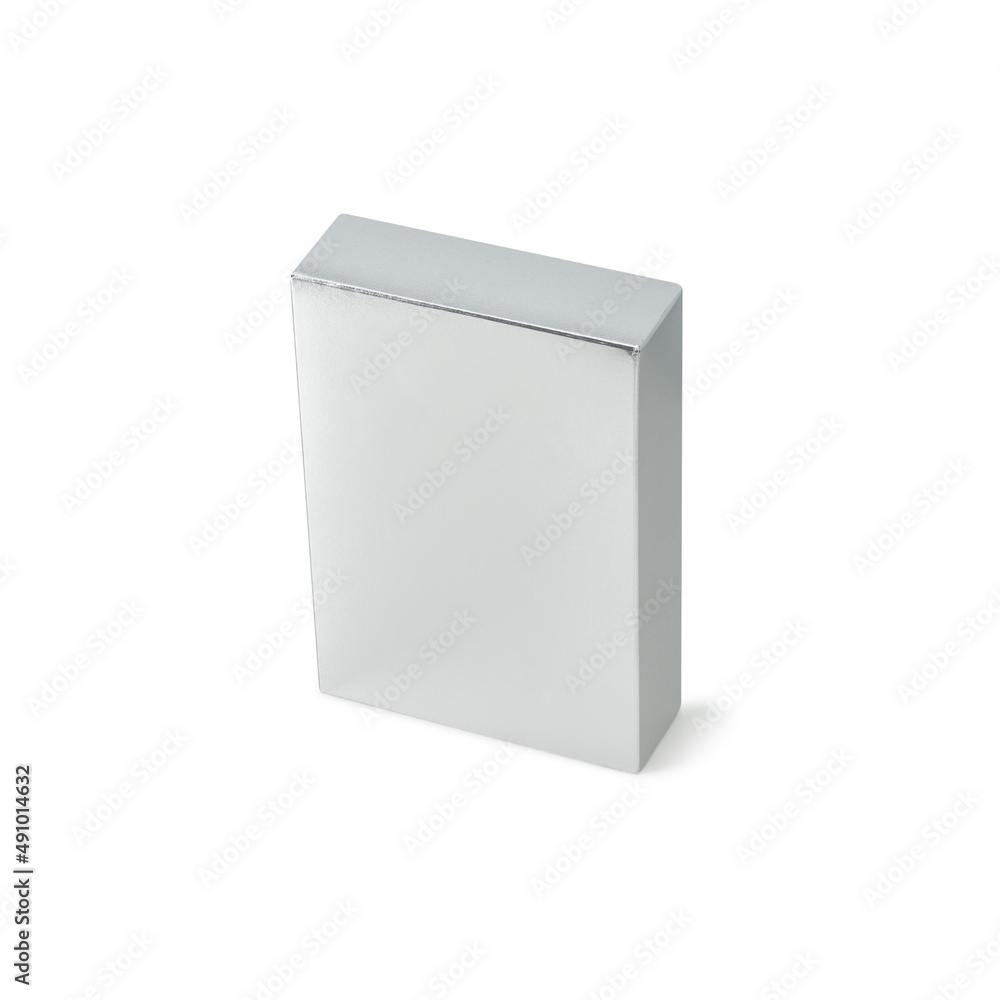 Silver box mockup isolated on white background with clipping path ...