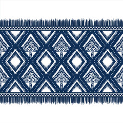 Wall Mural - White Diamond on Indigo Blue. Geometric ethnic oriental pattern traditional Design for background,carpet,wallpaper,clothing,wrapping,Batik,fabric, illustration embroidery style