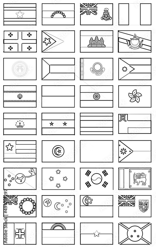 flags-of-the-world-coloring-pages-for-teens-and-adults-printables-for-teachers-stock-illustration-adobe-stock for Flags Of The World Free Printables Flags of the world coloring pages for teens and adults, printables for teachers Stock Illustration | Adobe Stock for Flags Of The World Free Printables