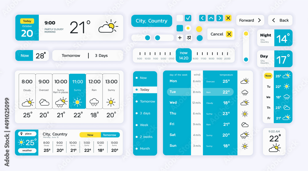 Weather forecast . Web and mobile application graphic user interface ...