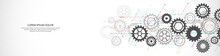Website Header Or Banner Design With Cogs And Gear Wheel Mechanisms