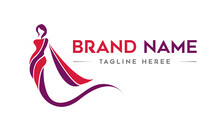 Saree Logo Design With Women Figure Template. Women Colorful Fashion Dress Or Clothing Logo Design.