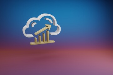 Poster - Beautiful Cloud Server Analytics symbol icon on a bright colored background. 3d rendering illustration. Background pattern for design. Web Hosting..