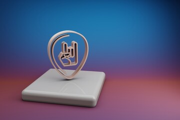 Poster - Wonderful  Guitar Plectrum with Hand. Beautiful music symbol icons on a ceramic stand and bright colored background. 3d rendering illustration. Background pattern for design.