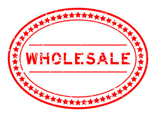 Poster - Grunge red wholesale word oval rubber seal stamp on white background