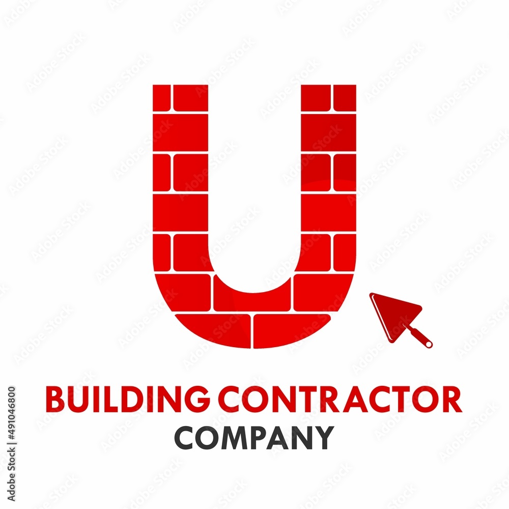 Letter u with brick logo template illustration. suitable for web ...