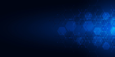 Poster - Abstract technology background and design element with hexagons pattern and geometric shapes for your drafting