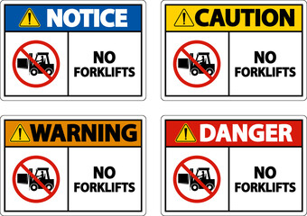 Danger No Forklifts Sign On White Background