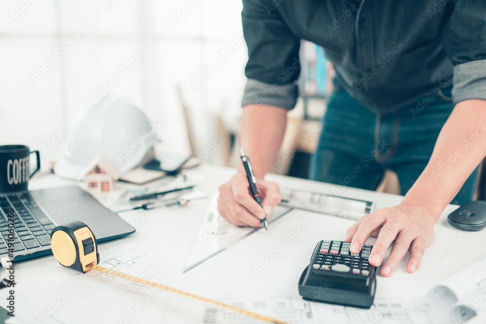 Professional Engineer Design Calculation Architect engineer use calculator for calculate drawing design working ...