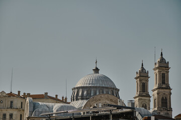 Wall Mural - Church at Taksim Square istanbul, Low angle view of dome of Hagia Triada Greek Orthodox Church, Istanbul