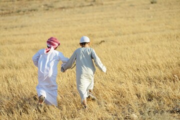 Wall Mural - Arabic people enjoying in nature , high quality photo