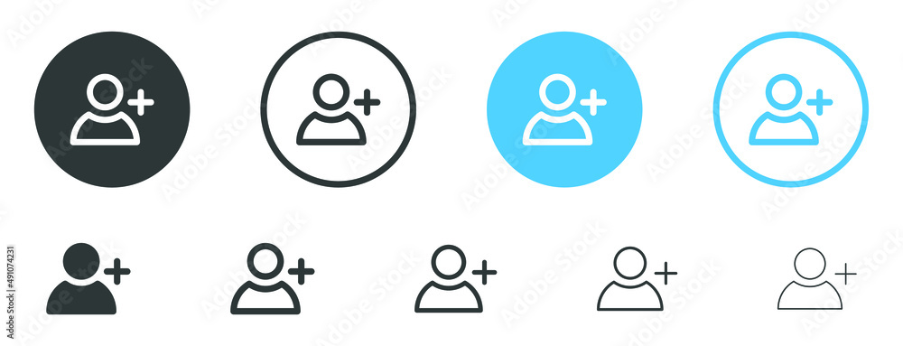 Add new user icon vector male person profile avatar with plus symbol ...