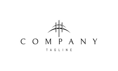 Wall Mural - vector logo on which an abstract image of three columns against the background of the horizons of tw