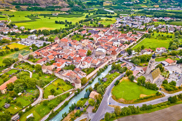 Wall Mural - Fortified village of Glorenza or Glurns in Val Venosta aerial view