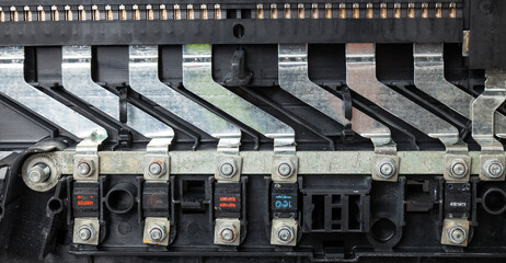 Poster - Close up view of Car Fuse box, Control engine lighting. Car electrical and automobile industry