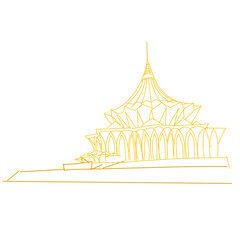 Line sketch illustration of Sarawak State Assembly building.