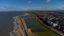 An Aerial View Of The Fleetwood Boating Lake By The Coast Of Lancashire, UK