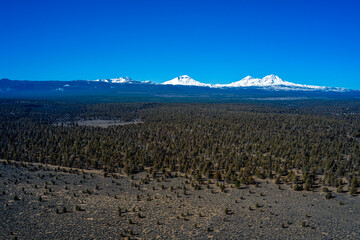 Wall Mural - Aerial view of Three Sisters Peaks near Bend, Oregon.