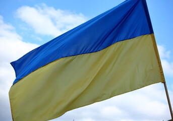 Wall Mural - flag of Ukraine waving in the wind