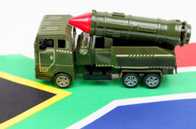 There Is A Missile System On The South African Flag. Symbols Of Defense And Military Conflicts.