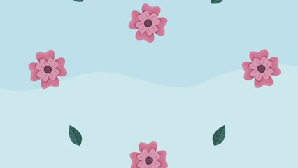 Wall Mural - spring season animation with pink flowers pattern