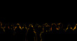 Light shining on crowd of people with yellow outlined silhouettes of bodies on a black background