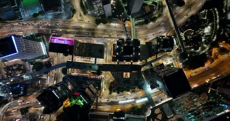 Sticker - Top down view of Hong Kong city at night