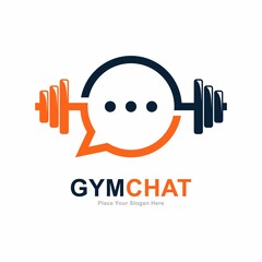 Wall Mural - Gym chat logo vector design. Suitable for consult or chat symbol, fitness symbol, social media