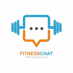Wall Mural - Fitness chat vector logo design. Suitable for social media, fitness symbol and chat symbol