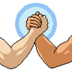 Poster - pixel art ally hand hold