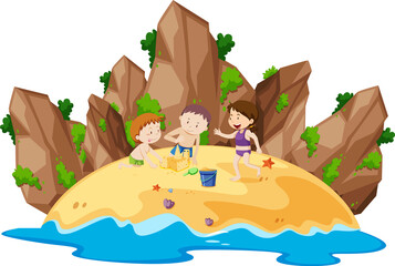 Sticker - Scene with people on the beach