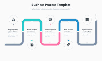 Wall Mural - simple business process template with five steps. easy to use for your website or presentation.