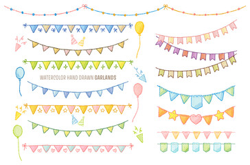 Hand drawn garlands, cute decoration for event and party design