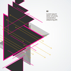 Leinwandbilder - Triangle pattern with lines. Vector design. geometrical, Future science geometric shapes
