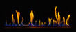 Fire embers particles over black background. Gas fire background. Abstract dark glitter fire particles lights.