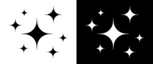 Shine Icons. Clean Star Icons. Sparkle Symbols. Brilliance Of Stars. Twinkle Sparks Isolated On White And Black Background. Shiny Logo For Celebration And Cleanliness. Vector