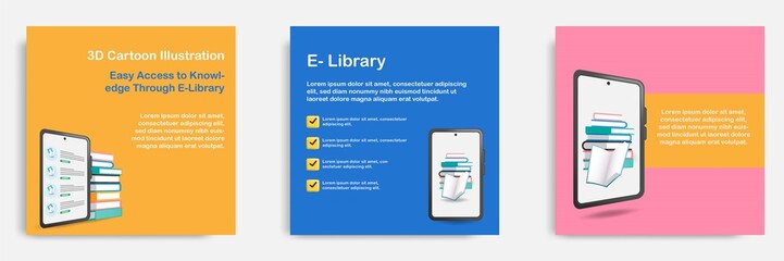 3d cartoon style. social media informative education and study tips post banner template layout desi