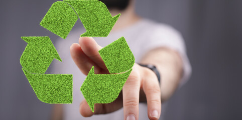 Wall Mural - green recycling symbol for clean energy