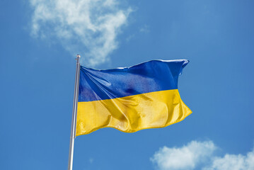  National state flag of Ukraine. Yellow-blue banner