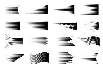 comic black speed lines. fast graphics line, manga style gradient motion symbols. speeding burst ele