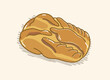 Brown duck shape bread offering for Taiwanese festival in cute flat art illustration vector design