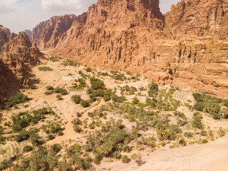 Wall Mural - Aerial views of Wadi Al Disah valley in Tabuk region of Saudi Arabia