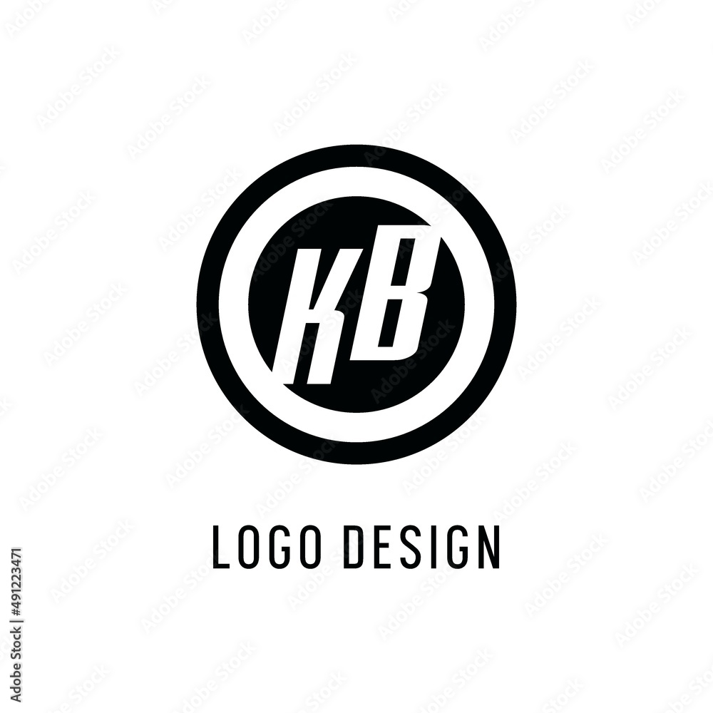 Initial KB logo concentric circle line, clean and simple monogram logo ...
